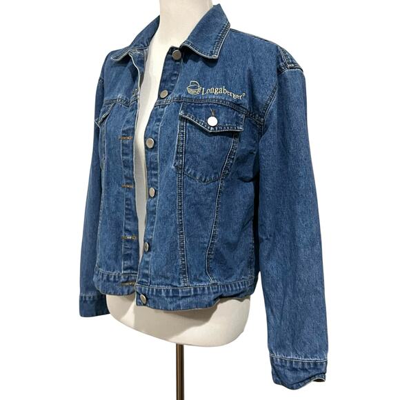 Longaberger Homestead Jean Denim Jacket Embroidered Floral Basket Women’s Sz M - Picture 6 of 8